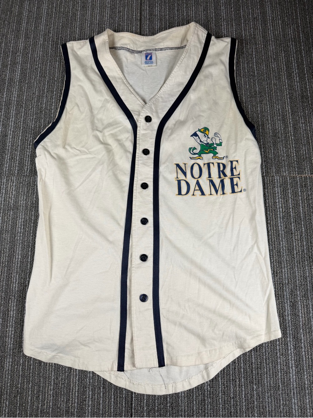Logo 7 Notre Dame Medium Sleeveless Baseball Jersey White